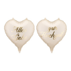 Foil balloons hearts ''Alles Liebe zur Hochzeit'', 45 cm, mix (1 pkt / 2 pc.)