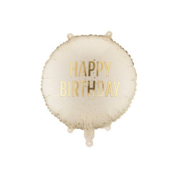 Foil balloon tablet Happy Birthday, 35x35 cm, cream