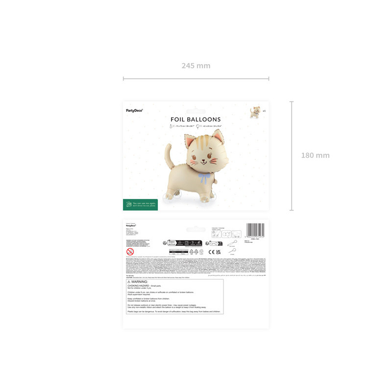 Foil balloon Cat on wheels, 61x65 cm, mix