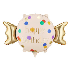Foil balloon Candy Happy Birthday, 61x37 cm, mix