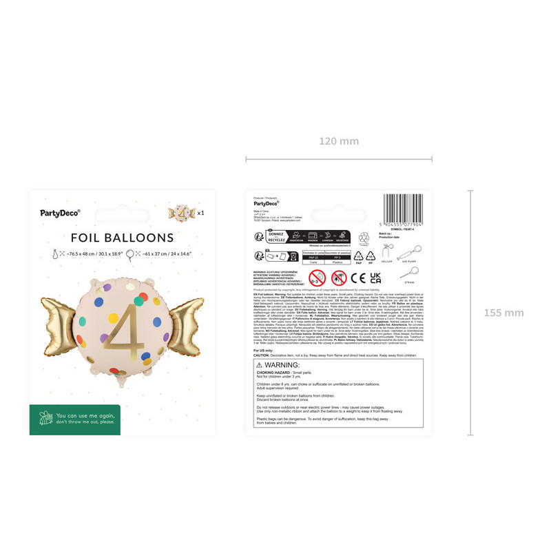 Foil balloon Candy ''4'', 61x37 cm, mix Foil balloon Candy ''4'', 61x37 cm, mix