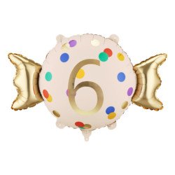 Foil balloon Candy ''6'', 61x37 cm, mix