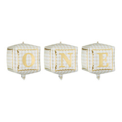 Foil balloons cubes ''One'', 34 x 36 cm, mix (1 pkt / 3 pc.)
