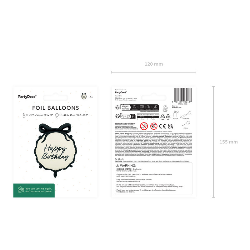 Foil balloon tablet Happy Birthday, 47.5x45 cm, mix