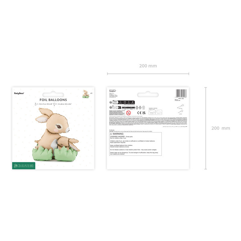 Standing foil balloon Bunnies, 51x60 cm, mix