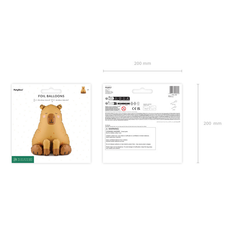 Foil balloon Capybara, 63x80 cm, mix Foil balloon Capybara, 63x80 cm, mix