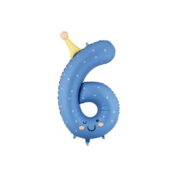 Foil balloon Number ''6'', 86cm, blue