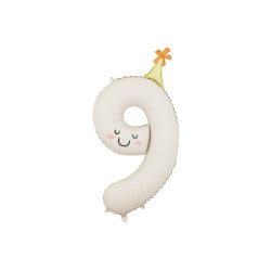 Foil balloon Number ''9'', 86cm, cream