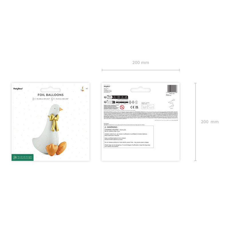 Foil balloon Goose, 72x91 cm, mix