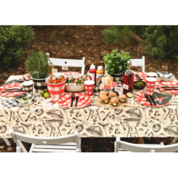 Checkered paper cups, mix, 400 ml (1 pkt / 6 pc.)