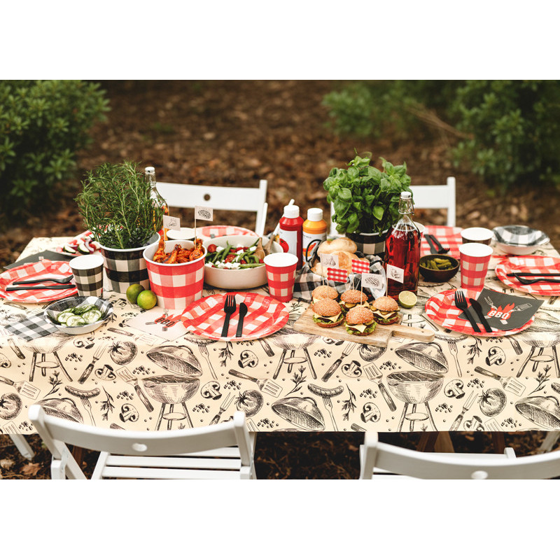 Checkered paper cups, mix, 400 ml (1 pkt / 6 pc.)