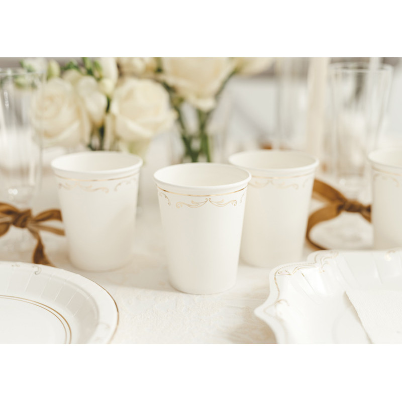 Paper Cups with Ornament, White, 220 ml (1 pkt / 6 pc.) Paper Cups with Ornament, White, 220 ml (1 pkt / 6 pc.)