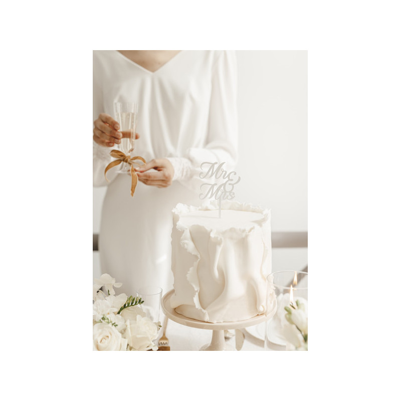 MR & MRS Acrylic Cake Topper, white, 16.5 cm