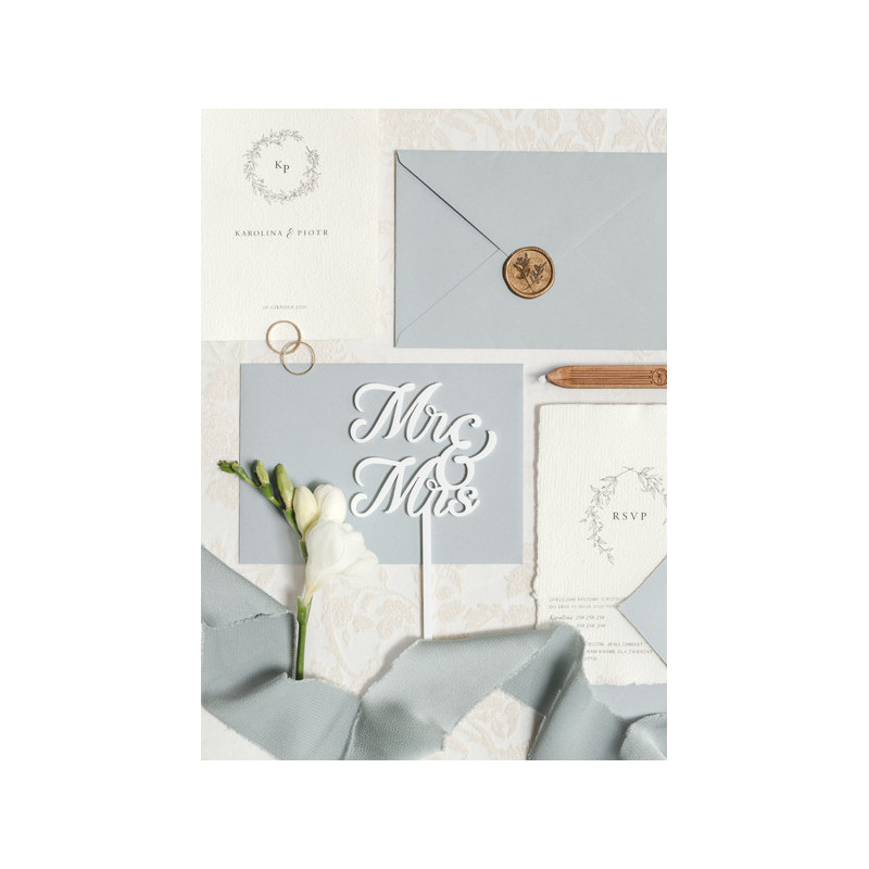 MR & MRS Acrylic Cake Topper, white, 16.5 cm