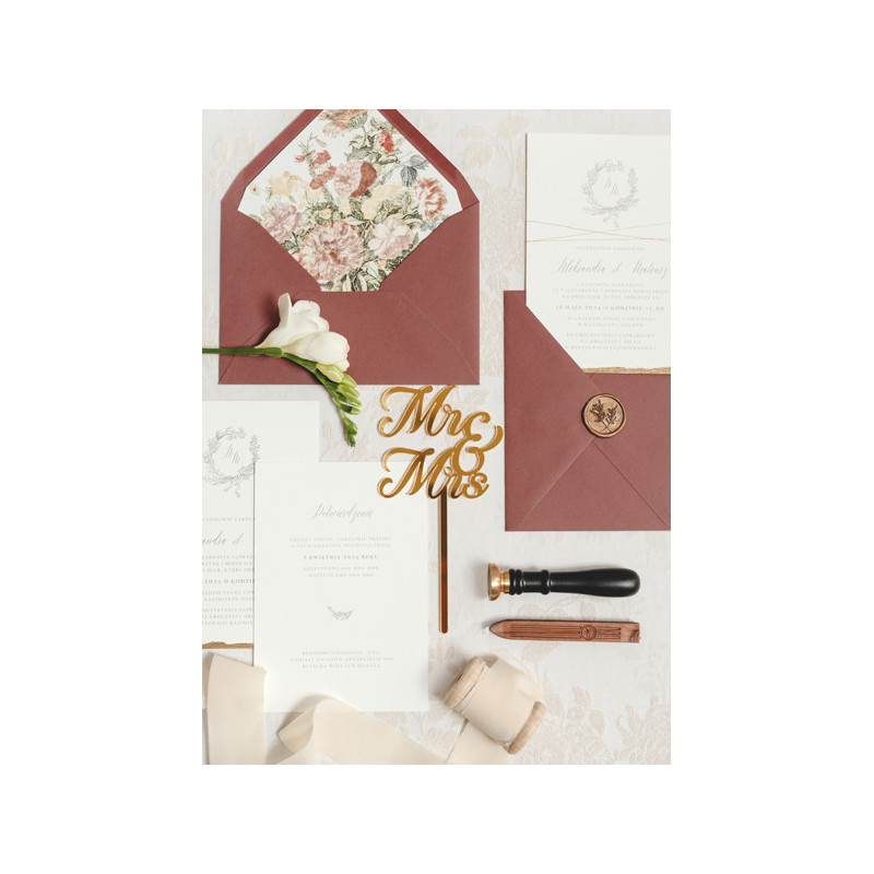 MR & MRS Acrylic Cake Topper, gold, 16.5 cm