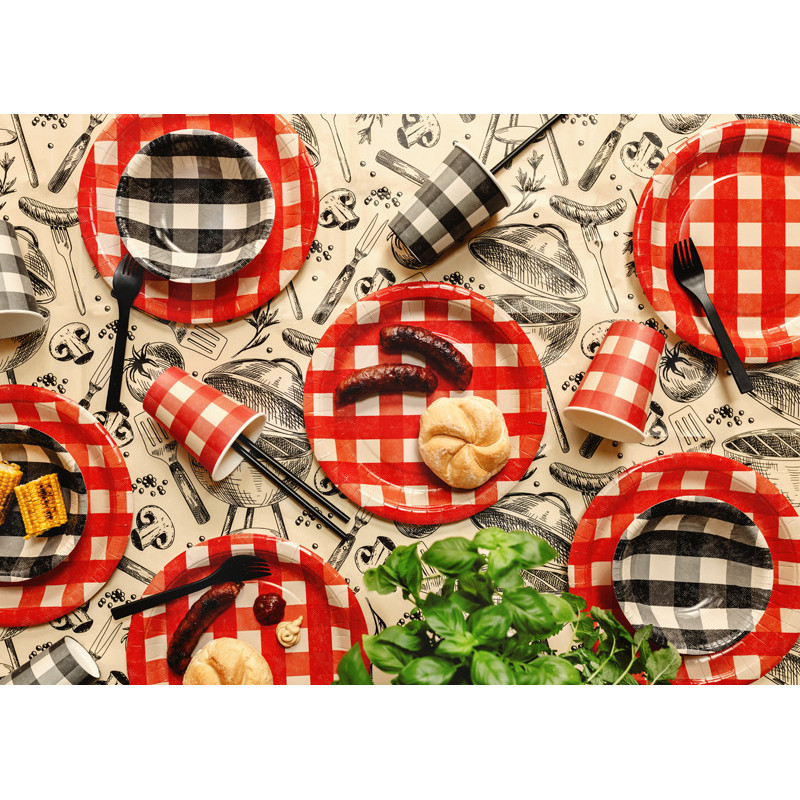 Checkered paper bowls, mix, 17x4.5 cm (1 pkt / 6 pc.) Checkered paper bowls, mix, 17x4.5 cm (1 pkt / 6 pc.)