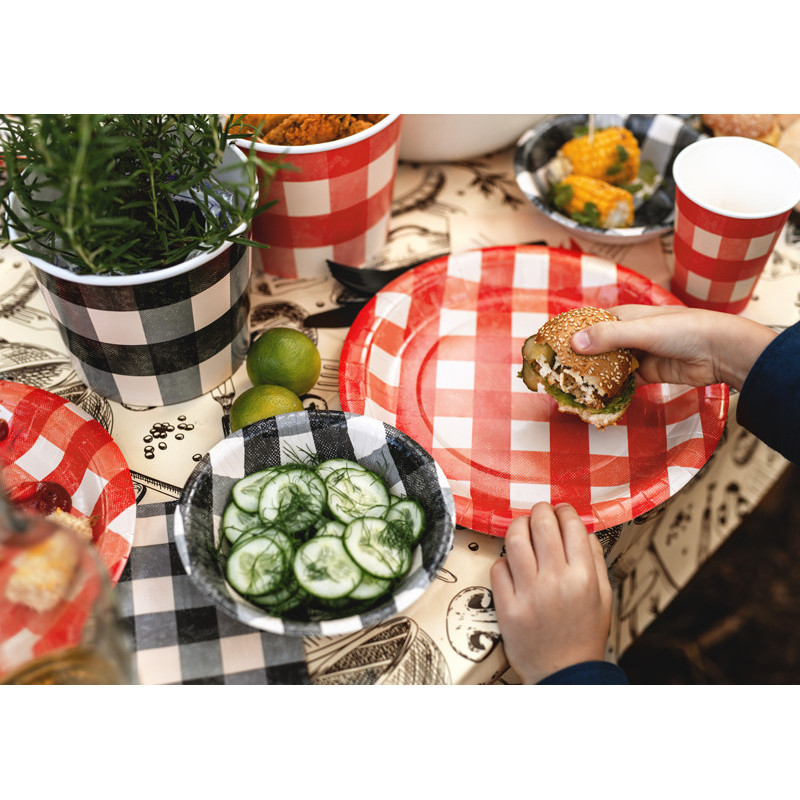 Checkered paper bowls, mix, 17x4.5 cm (1 pkt / 6 pc.) Checkered paper bowls, mix, 17x4.5 cm (1 pkt / 6 pc.)