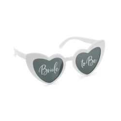 Heart-shaped glasses with ''Bride to Be'' inscription, white