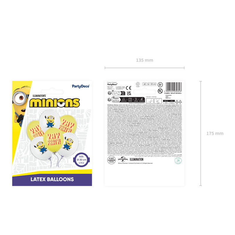Strong Balloons 30 cm, Minions, mix (1 pkt / 6 pc.)