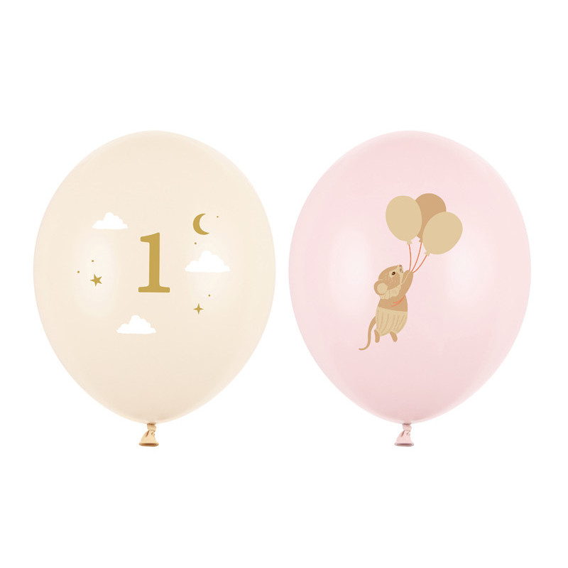 Balloons 30 cm, Mice with number 1, Pale Pink (1 pkt / 50 pc.) Balloons 30 cm, Mice with number 1, Pale Pink (1 pkt / 50 pc.)