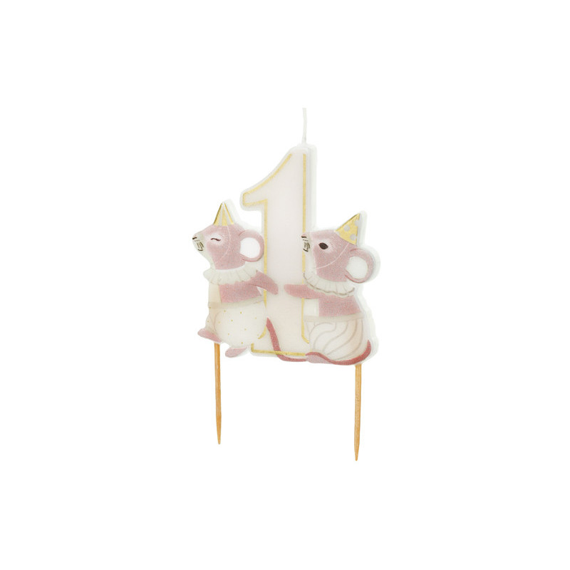 Birthday candle number 1 Mice, 7.5 cm, mix Birthday candle number 1 Mice, 7.5 cm, mix