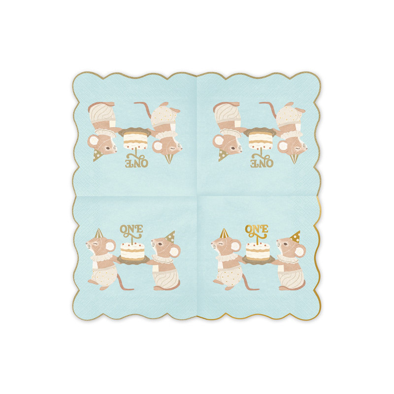 Napkins One Mice, 33x33 cm, blue (1 pkt / 12 pc.)