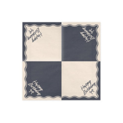 Napkins Happy Birthday Bow, 33x33 cm, beige-black (1 pkt / 12 pc.) Napkins Happy Birthday Bow, 33x33 cm, beige-black (1 pkt / 12 pc.)