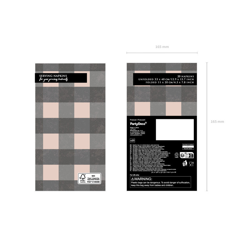 Checkered napkins, 33x40 cm, mix (1 pkt / 20 pc.) Checkered napkins, 33x40 cm, mix (1 pkt / 20 pc.)