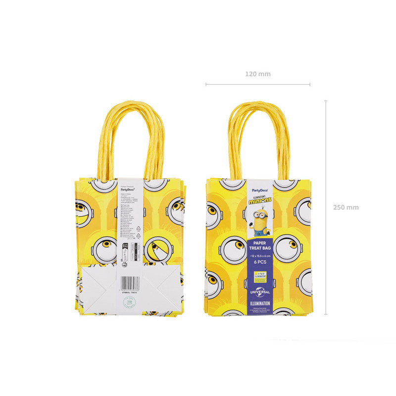 GIft bags Minions, 12x15.5x6 cm, yellow (1 pkt / 6 pc.) GIft bags Minions, 12x15.5x6 cm, yellow (1 pkt / 6 pc.)