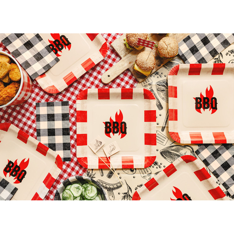 BBQ paper plates, mix, 26x26 cm (1 pkt / 6 pc.)