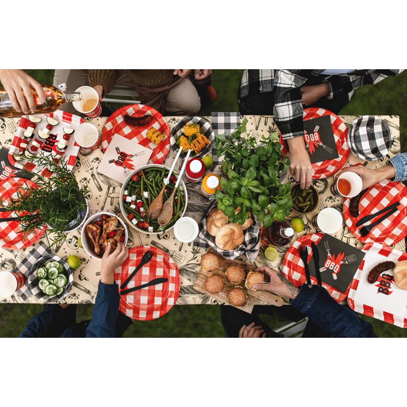 Paper plates checkered, mix, 27 cm (1 pkt / 6 pc.)