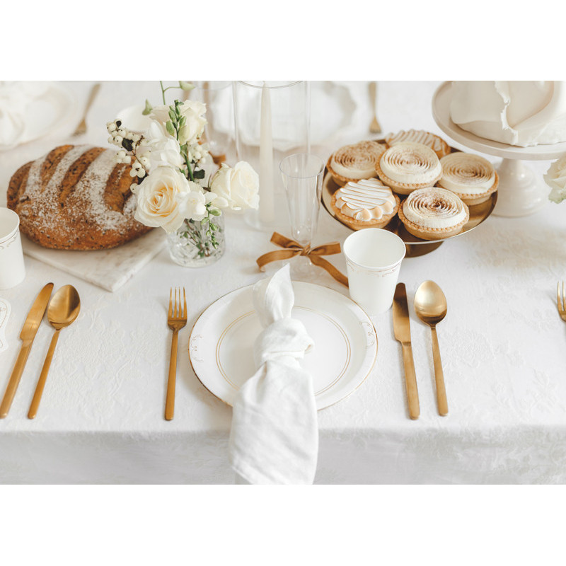 Paper Plates with Ornament, White, 23cm (1 pkt / 6 pc.)