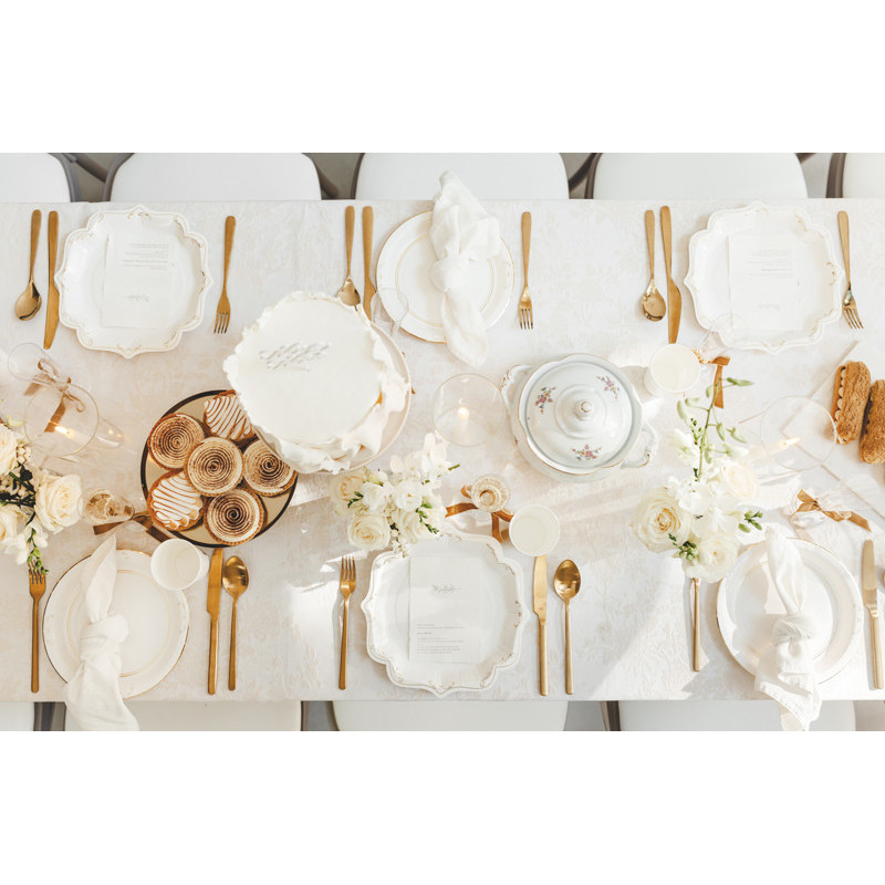 Paper Plates with Ornament, White, 23cm (1 pkt / 6 pc.)
