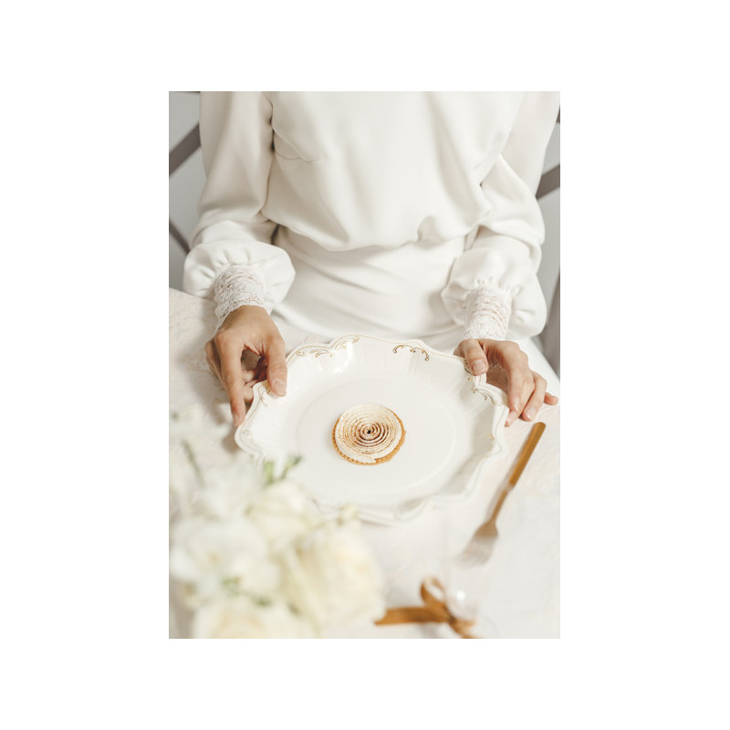 Decorative Paper Plates with Ornament, White, 26cm (1 pkt / 6 pc.)
