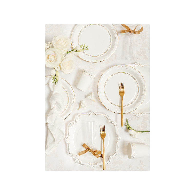 Decorative Paper Plates with Ornament, White, 26cm (1 pkt / 6 pc.)