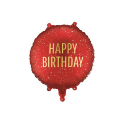 Foil balloon tablet Happy Birthday, 35x35 cm, dark red