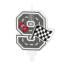 F&oslash;dselsdagslys 9 med Ternet Flag, 5,5 cm &ndash; G&oslash;r kagen festlig og farverig!