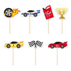 7 stk. Bil-Cupcake Toppers Racerbil-dekorationer