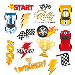 14 stk. Bil Tema Midlertidige Tatoveringer Midlertidige tatoveringer med racerbiler