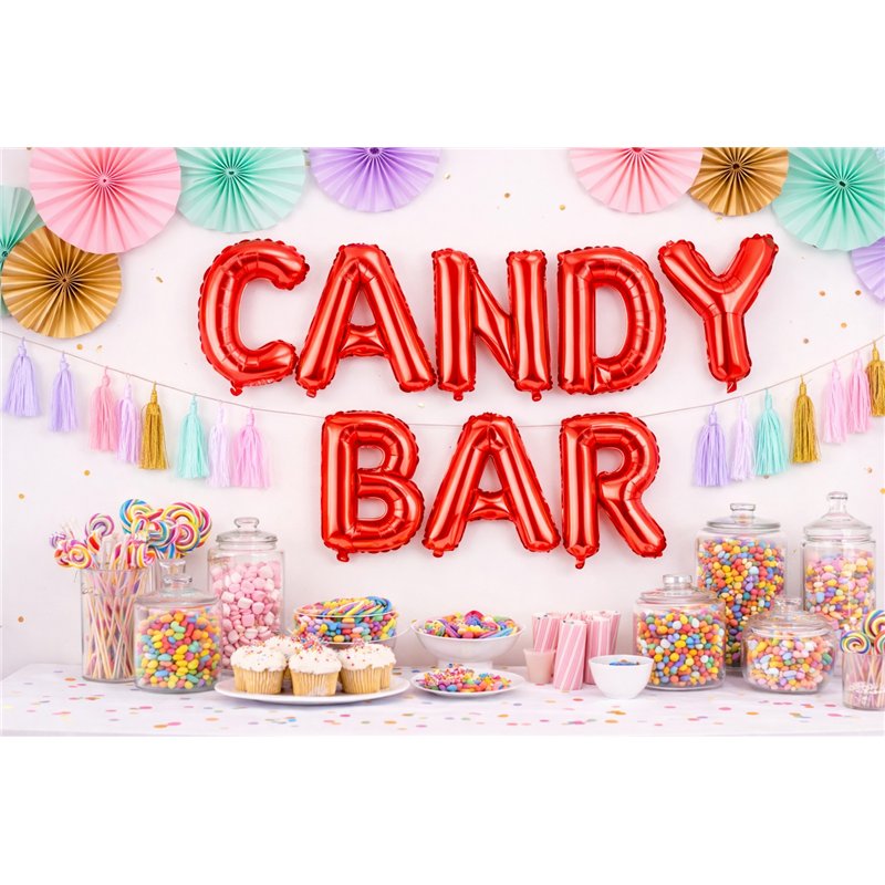 Folieballon pakke Candy Bar R&oslash;d 14&rdquo; - Nem oppustning og dekor til festlig fejring