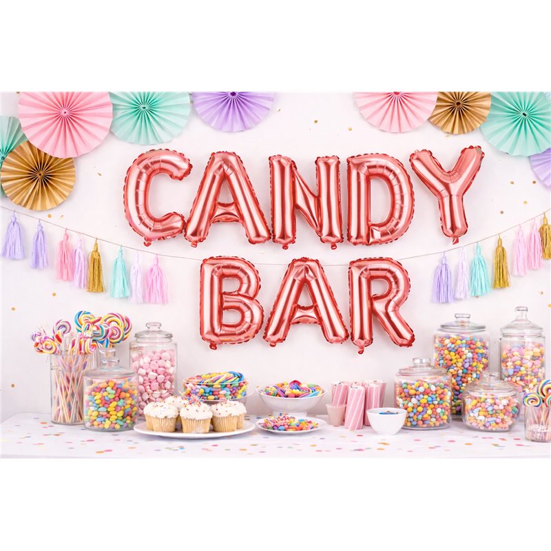 Folieballon Candy Bar Rose Guld 35 cm &ndash; G&oslash;r den s&oslash;de buffet helt uimodst&aring;elig