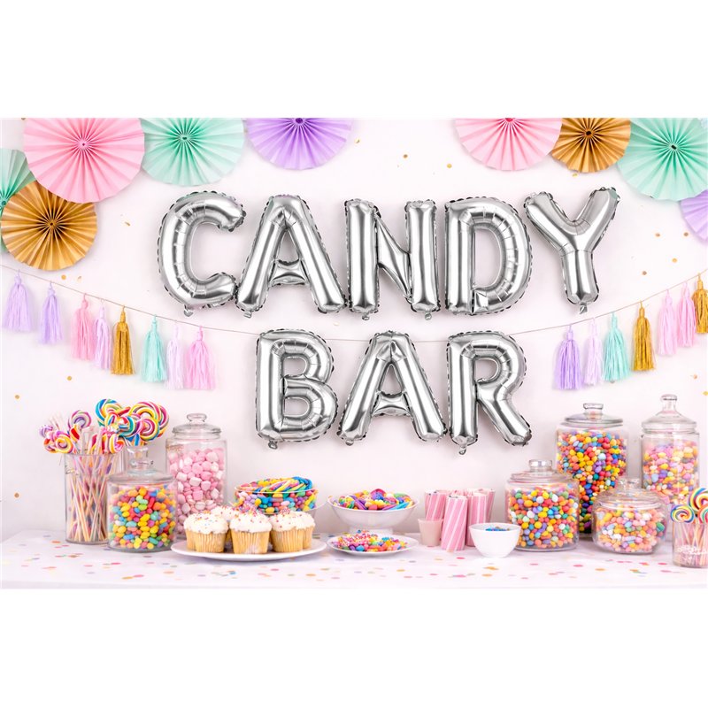 Folieballon 'Candy Bar' S&oslash;lv 35 cm &ndash; Luksuri&oslash;st touch til din slikbuffet