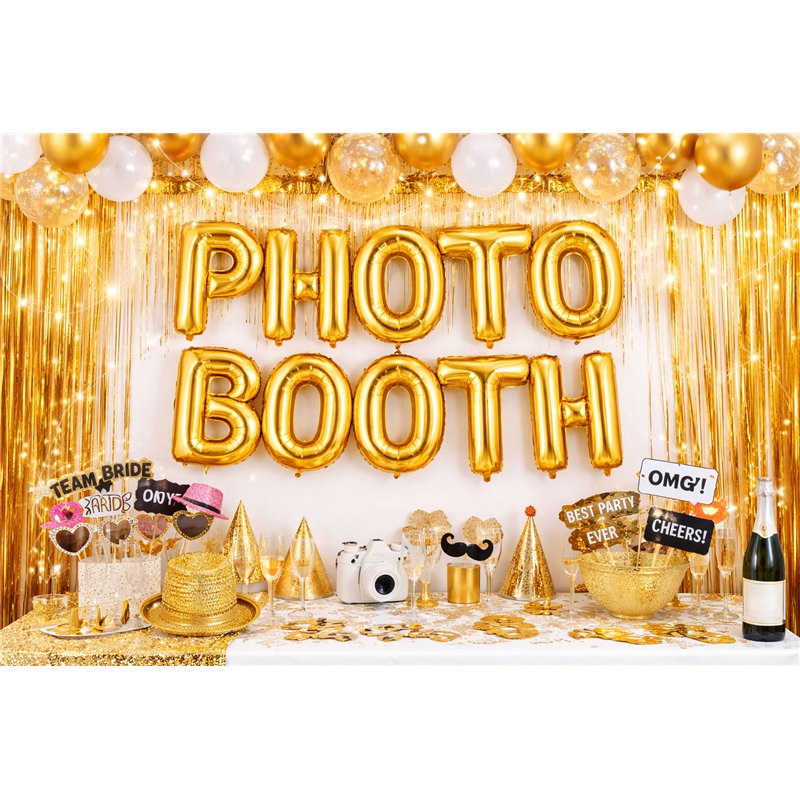 Folieballon 'Photo Booth' Guld 35 cm – Elegant skilt til festens fotohjørne Folieballon 'Photo Booth' Guld 35 cm – Elegant skilt til festens fotohjørne