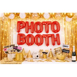 Folieballon Photo Booth R&oslash;d 35 cm &ndash; Perfekt til festens sjoveste fotohj&oslash;rne
