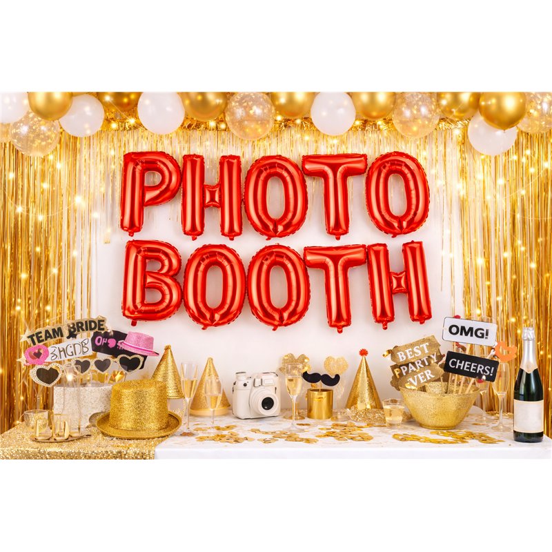 Folieballon Photo Booth R&oslash;d 35 cm &ndash; Perfekt til festens sjoveste fotohj&oslash;rne