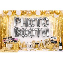 Folieballon 'Photo Booth' S&oslash;lv 35 cm &ndash; Elegant skilt til din selfiestation