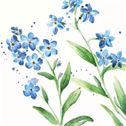 20 stk. Kaffeservietter Blå Blomster 24x24 cm