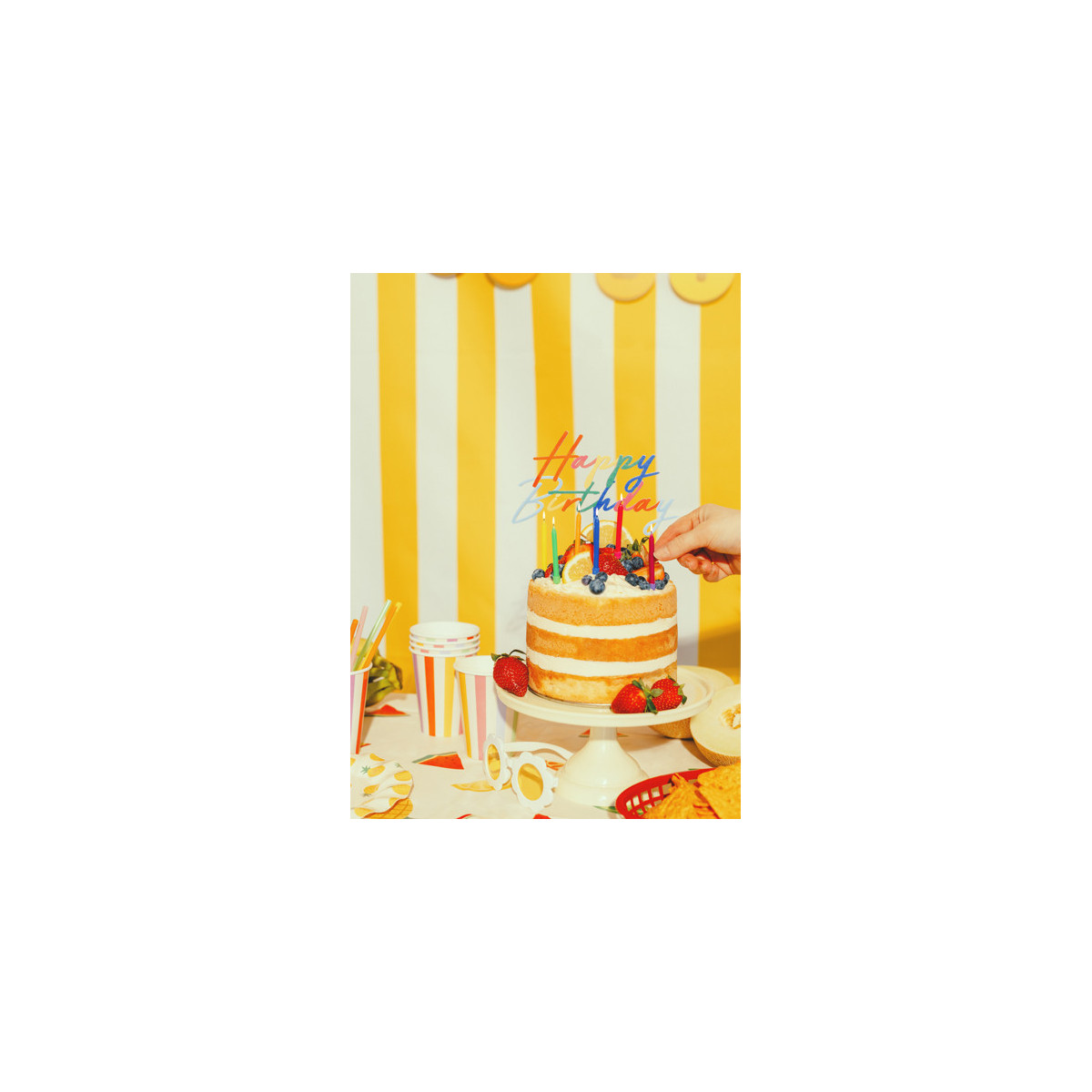 Cake topper Happy Birthday, 18x16.5 cm, mix