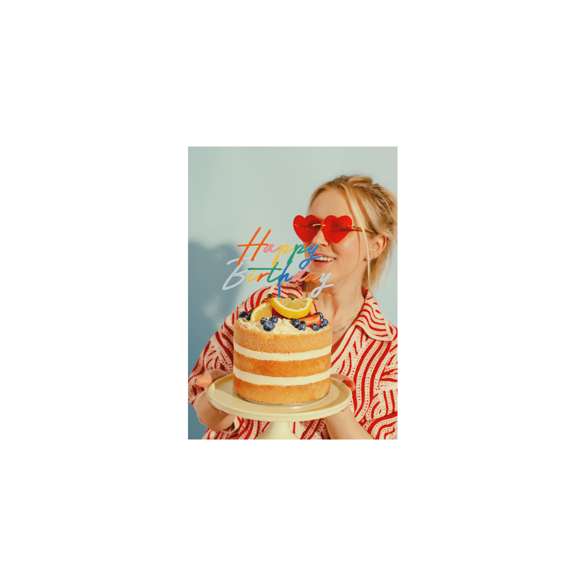 Cake topper Happy Birthday, 18x16.5 cm, mix