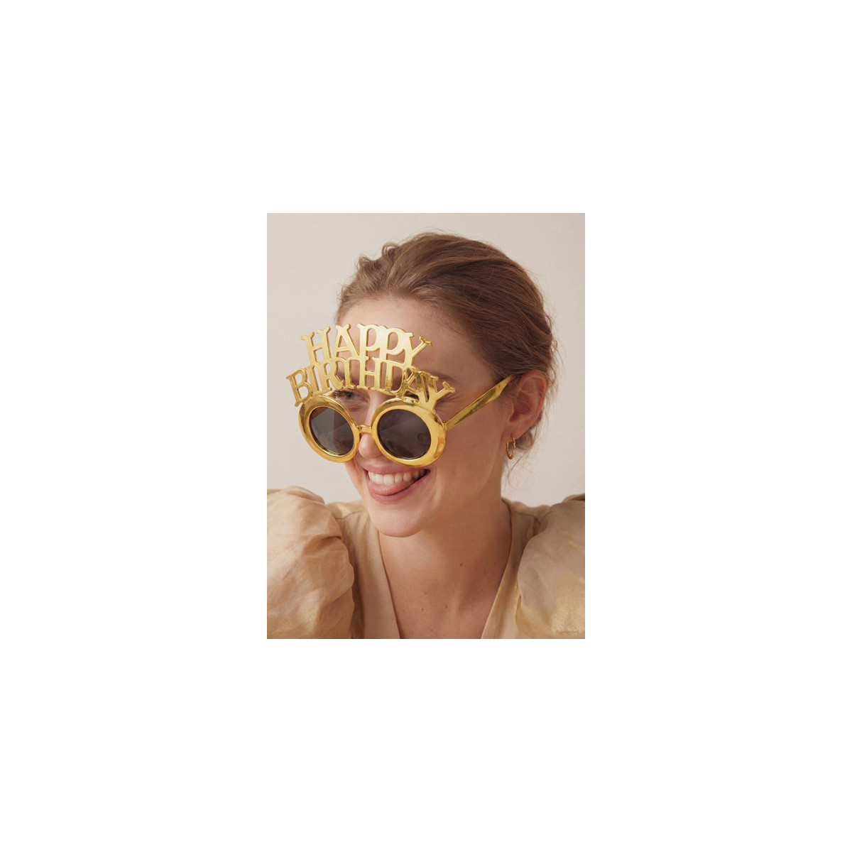 Glasses Happy Birthday, 16.5x11.5 cm, cold gold